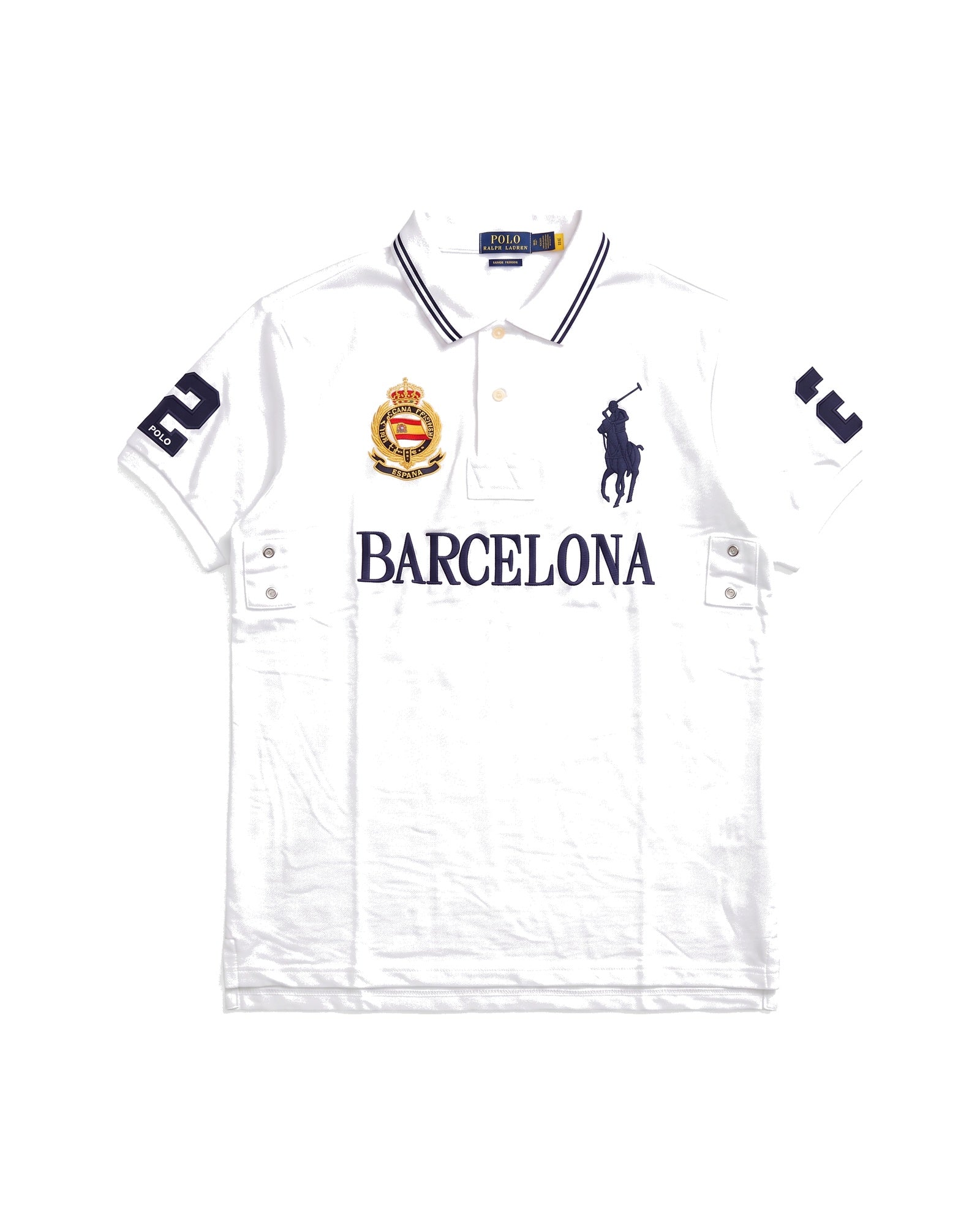 Barcelona crest polo in white, front