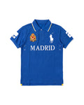 Madrid crest polo in royal blue, front
