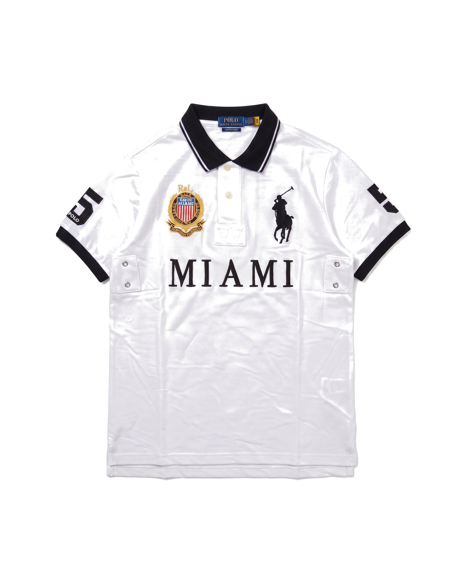 Miami crest polo in white, front