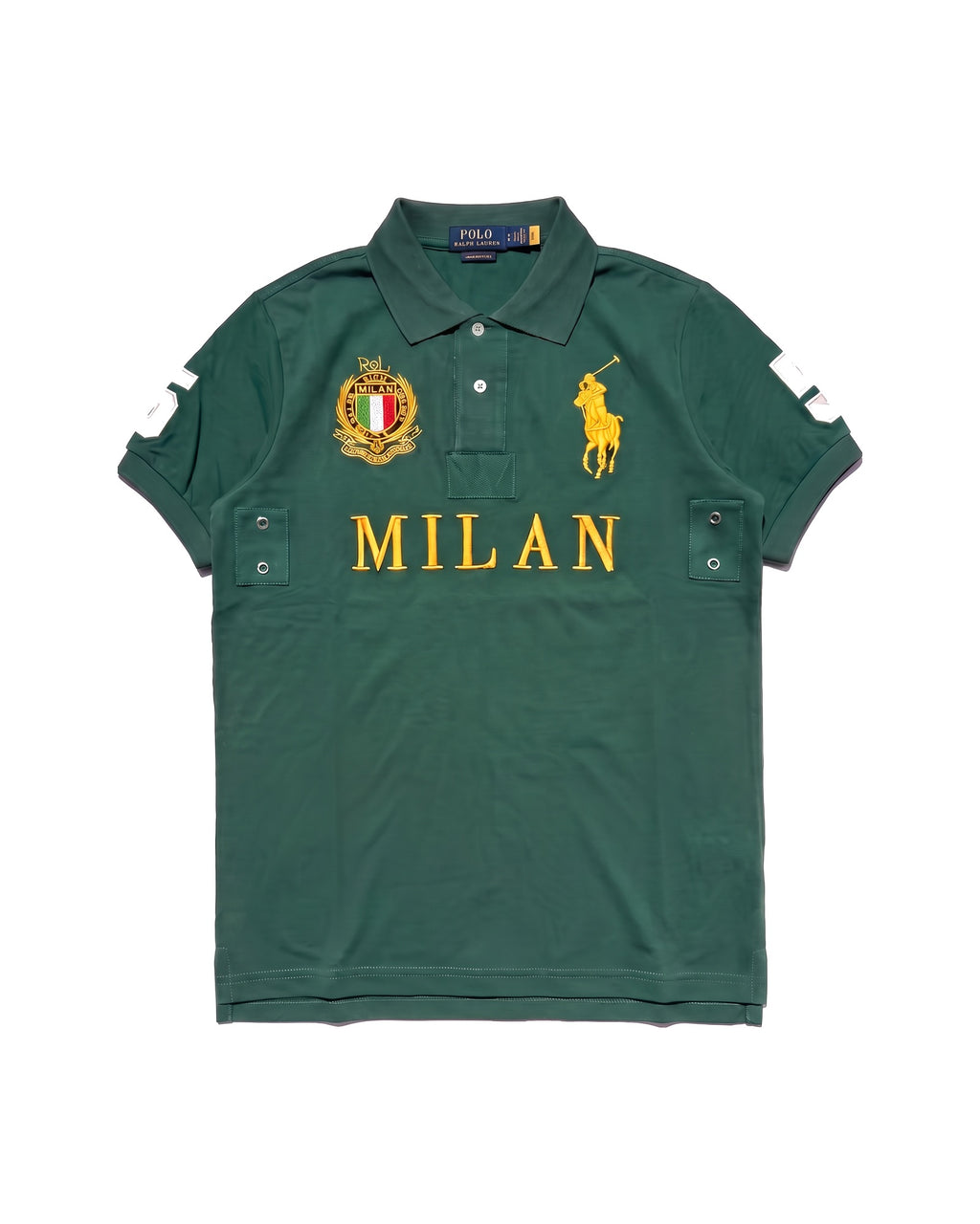 Milan crest polo in green, front
