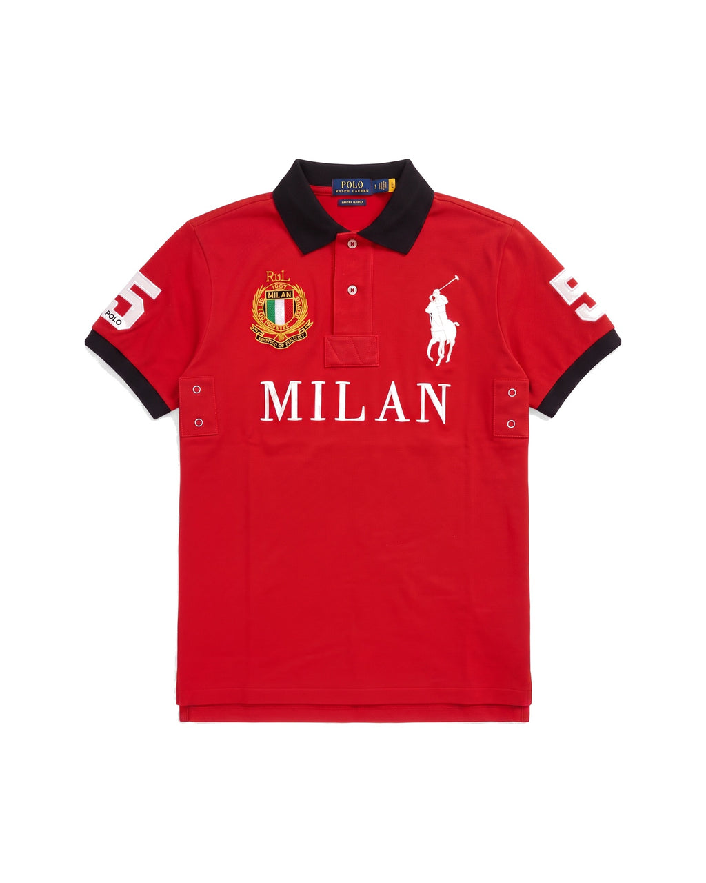 Milan crest polo in red, front