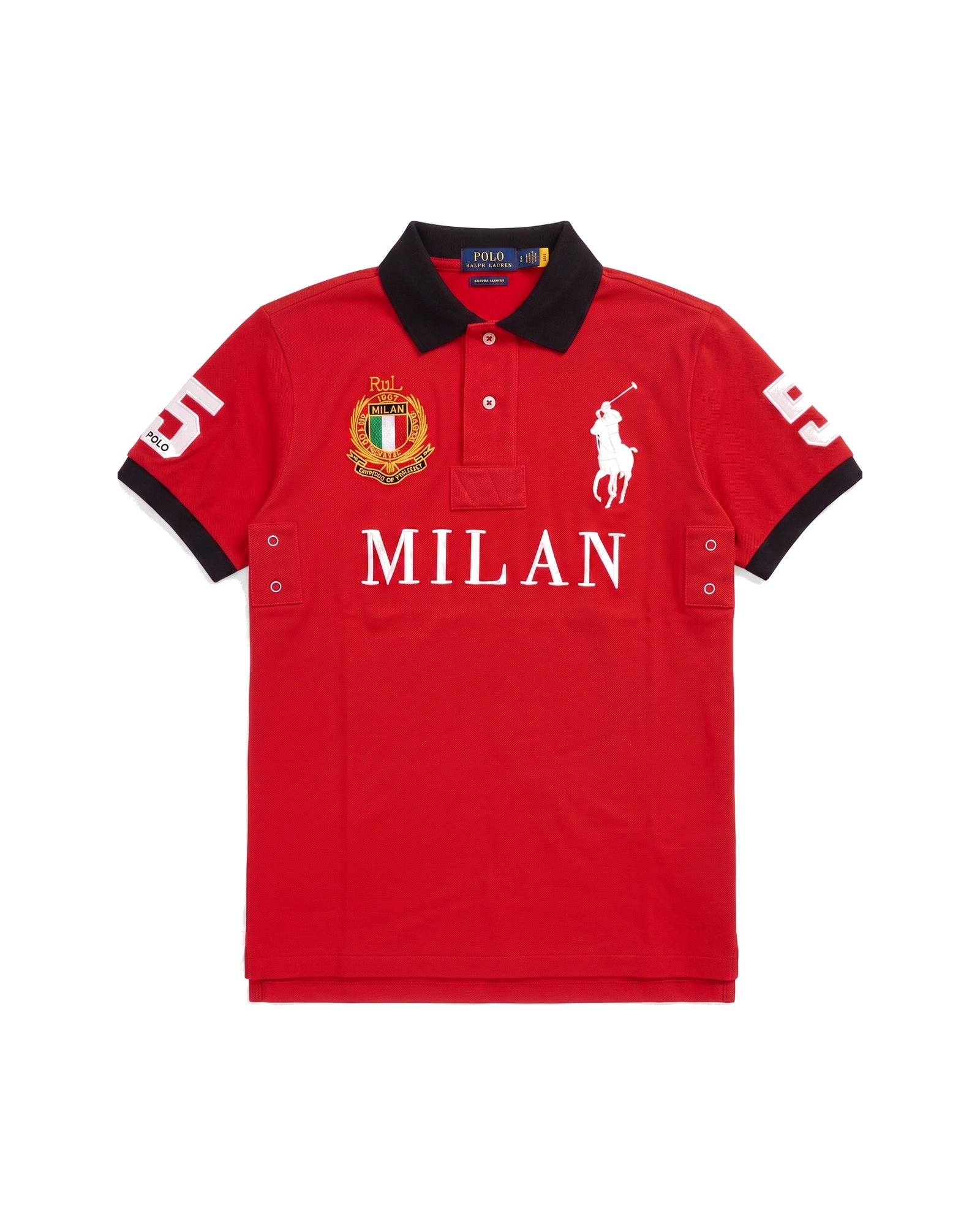 Milan crest polo in red, front