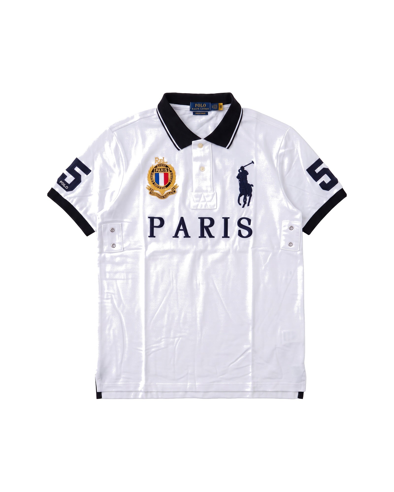 Paris crest polo in white, front