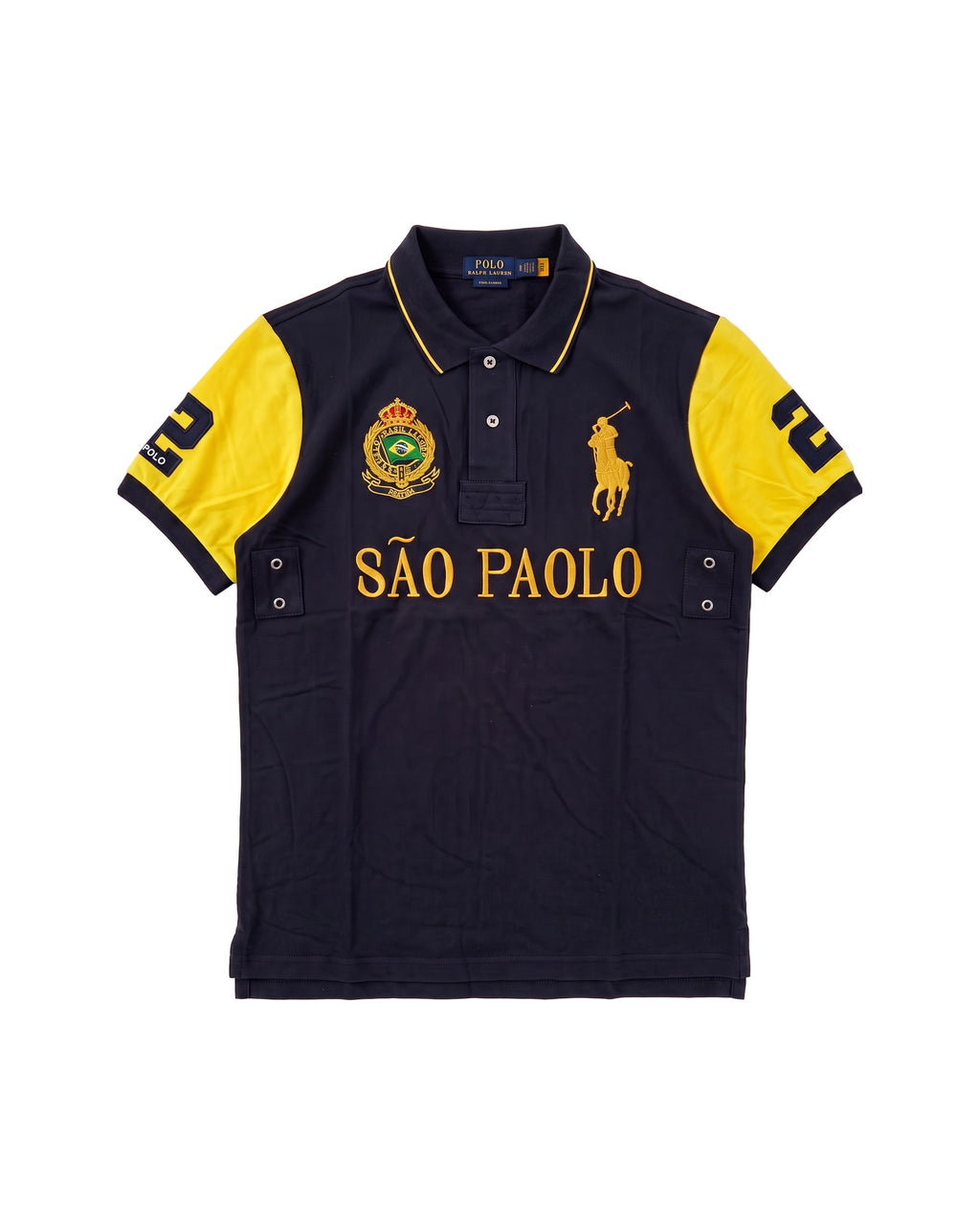 Sao Paolo crest polo in navy, front