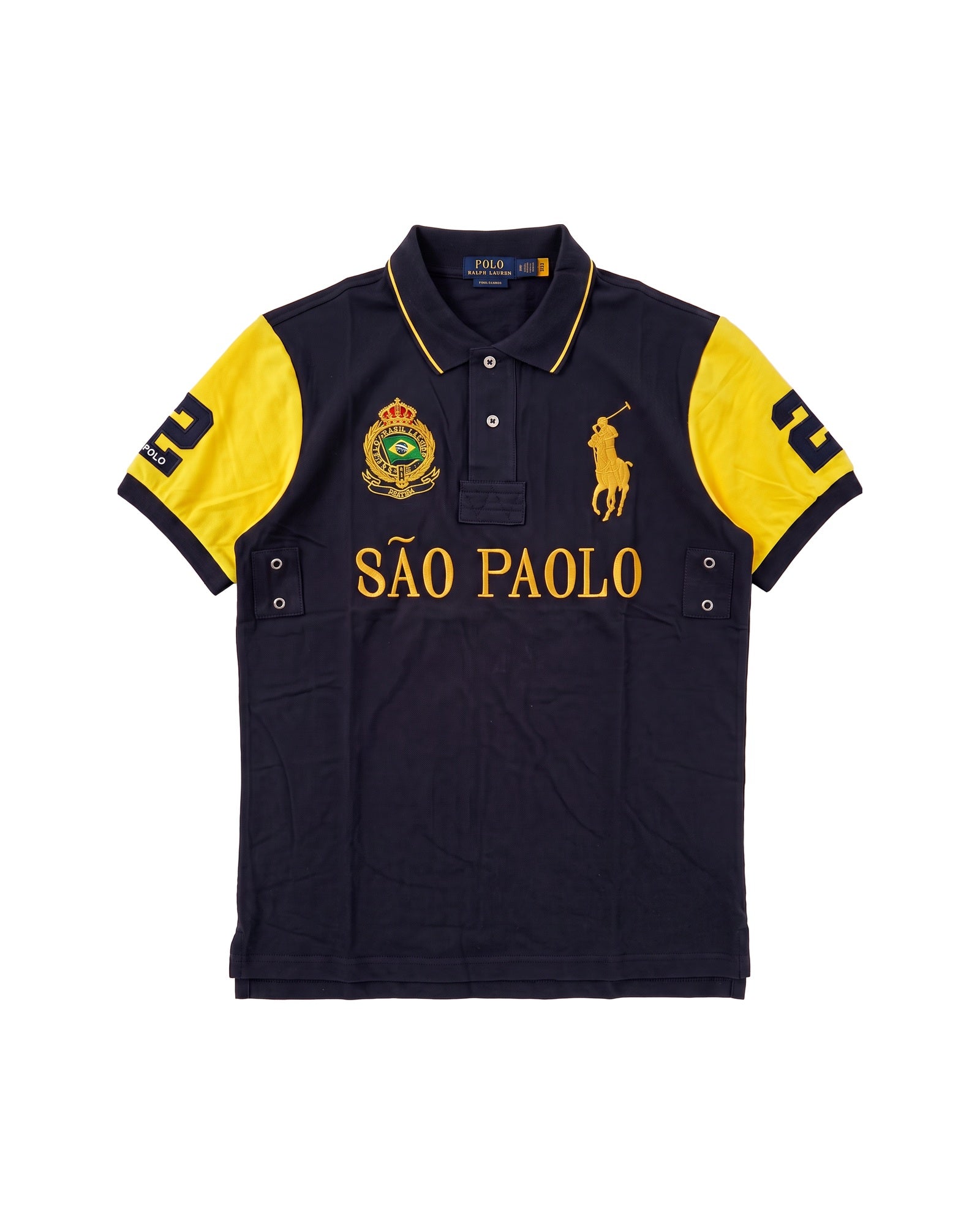 Sao Paolo crest polo in navy, front